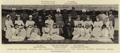 Personale af læger, sygeplejersker og hospitalsassistenter på General Plague Hospital, Poona af English Photographer