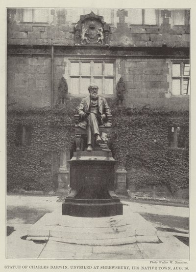 Statue af Charles Darwin, afsløret i Shrewsbury, hans fødeby, 10. august af English Photographer