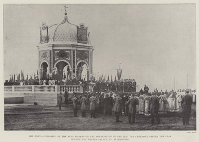Neva-vandets årlige velsignelse ved isens opbrydning, ceremonien foran zaren uden for Vinterpaladset, St. Petersborg af English Photographer