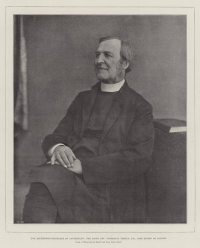 Den udpegede ærkebiskop af Canterbury, den højre pastor Frederick Temple, DD, Lord Bishop of London af English Photographer