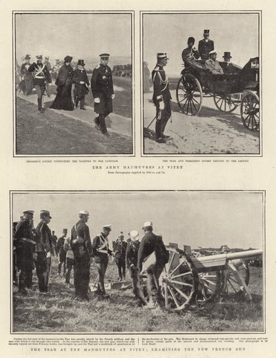 Hærens manøvrer ved Vitry, zaren ved manøvrerne ved Vitry, undersøger den nye franske pistol af English Photographer