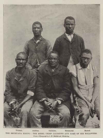 Bechuana-oprøret, oprørschefen Galishwe og nogle af hans tilhængere af English Photographer