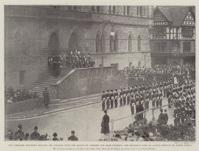 Cheshire-regimentet forlader sine farver hos borgmesteren i Chester for sikker varetægt, og regimentet går i aktiv tjeneste til Sydafrika af English Photographer