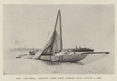 Columbia, der viser Steel Mast båret væk 2. august 1899 af English Photographer