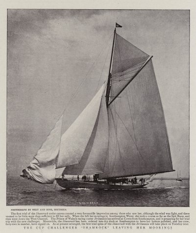 Cup Challenger Shamrock forlader sine Moorings af English Photographer
