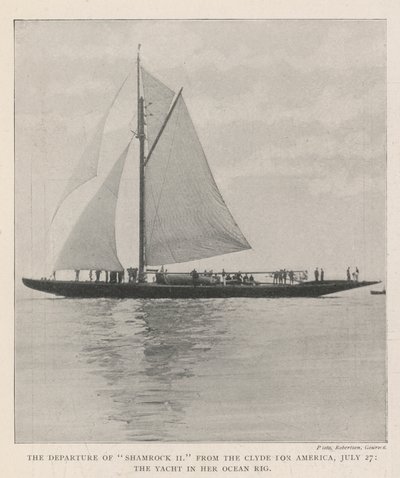 The Departure of Shamrock II fra Clyde for America, 27. juli, Yacht in her Ocean Rig af English Photographer