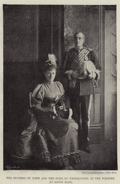 Hertuginden af York og hertugen af Westminster ved brylluppet i Eaton Hall af English Photographer