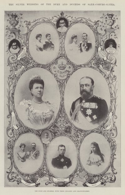 Hertugen og hertuginden af Sachsen-Coburg-Gotha med deres børn og børnebørn af English Photographer