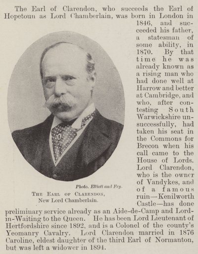 Jarlen af Clarendon, New Lord Chamberlain af English Photographer