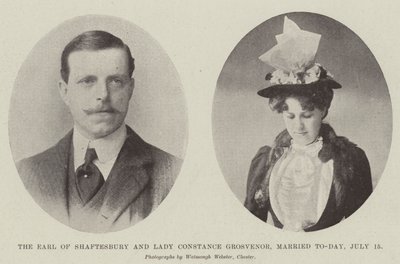 Jarlen af Shaftesbury og Lady Constance Grosvenor, gift i dag, 15. juli af English Photographer