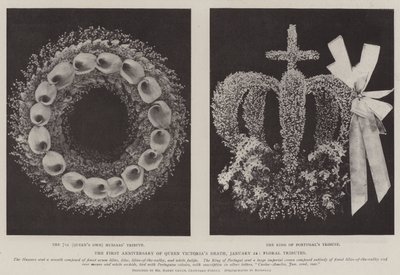 Første årsdagen for dronning Victorias død, 22. januar, blomsterhyldester af English Photographer