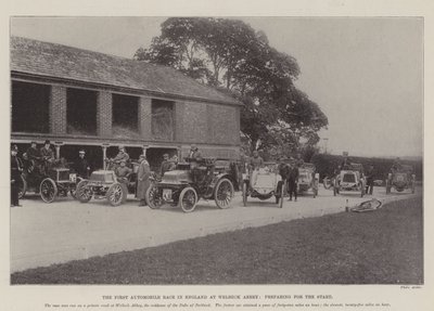 Det første billøb i England i Welbeck Abbey, forberedelse til starten af English Photographer