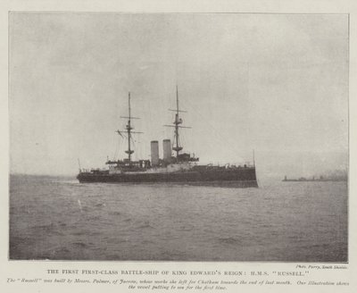 Det første førsteklasses slagskib fra kong Edwards regeringstid, HMS Russell af English Photographer