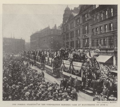 Den formelle start af Corporation Electric Cars i Manchester den 6. juni af English Photographer