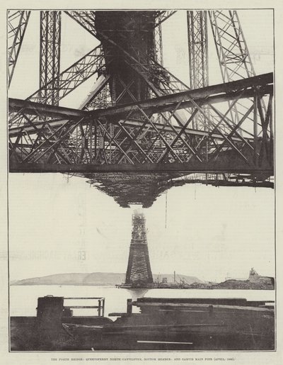 The Forth Bridge, Queensferry North Cantilever, bundmedlem og Garvie Main Pier (april 1889) af English Photographer