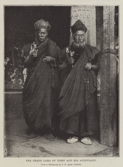 Tibets Grand Lama og hans ledsager af English Photographer