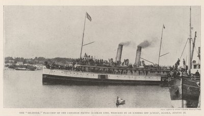 Øboeren, flagskib af den canadiske Stillehavs-Alaskelinje, forlist af et isbjerg ud for Juneau, Alaska, 16. august af English Photographer
