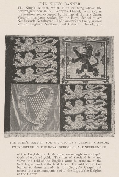 Kings Banner for St Georges Chapel, Windsor, broderet af Royal School of Art Needlework af English Photographer