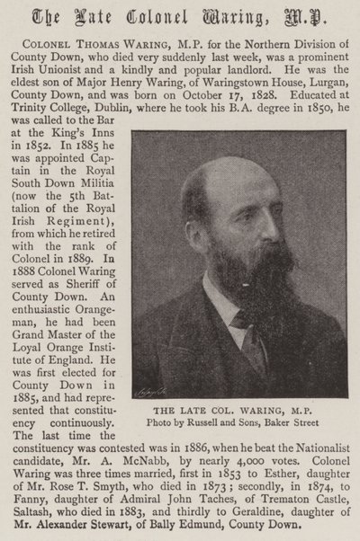 Den afdøde oberst Waring, MP af English Photographer