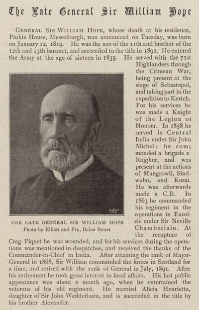 Den afdøde general Sir William Hope af English Photographer