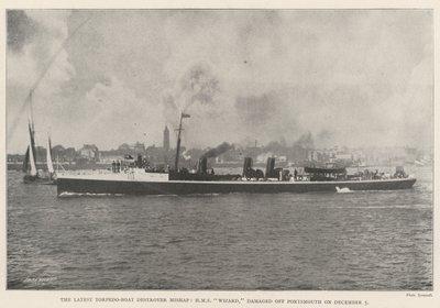 The Seneste Torpedo-Boat Destroyer Ulykke, HMS Wizard, beskadiget ud for Portsmouth den 5. december af English Photographer