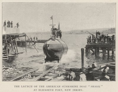 Lanceringen af den amerikanske ubådsbådshaj i Elizabeth Port, New Jersey af English Photographer