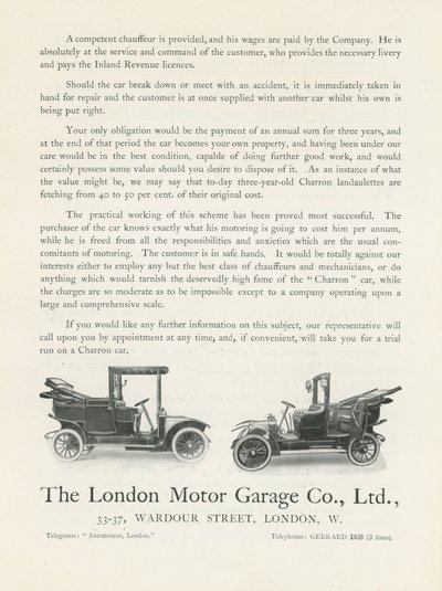 London Motor Garage Co af English Photographer
