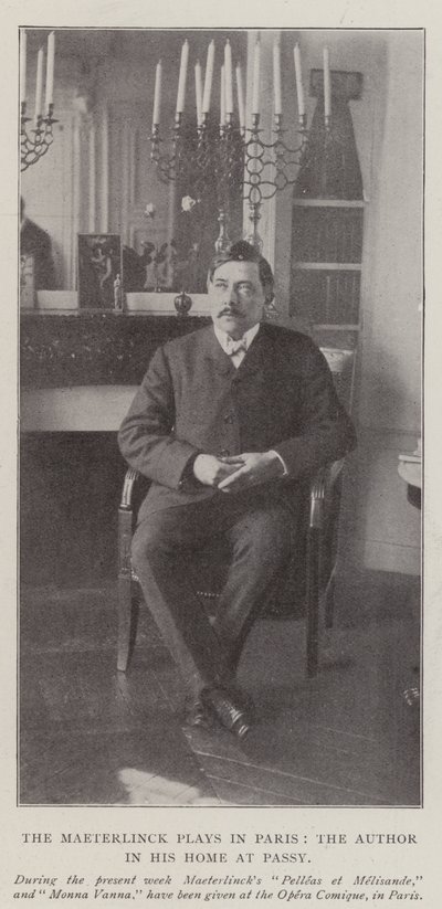 Maeterlinck-skuespillet i Paris, forfatteren i sit hjem i Passy af English Photographer