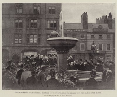 Manchester Waterworks, der tænder for vandet fra Thirlmere til Manchester Mains af English Photographer