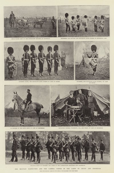 De militære manøvrer og kameraet, scener i lejrene Churn og Crookham af English Photographer