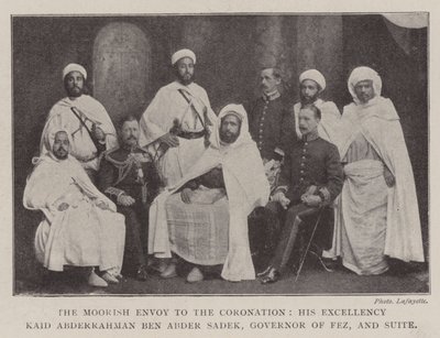 Den mauriske udsending til kroningen, Hans Excellence Kaid Abderrahman ben Abder Sadek, guvernør i Fez og Suite af English Photographer