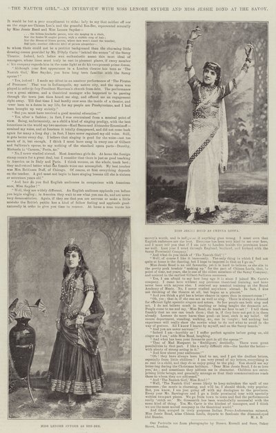 The Nautch Girl, et interview med Miss Lenore Snyder og Miss Jessie Bond på Savoyen af English Photographer