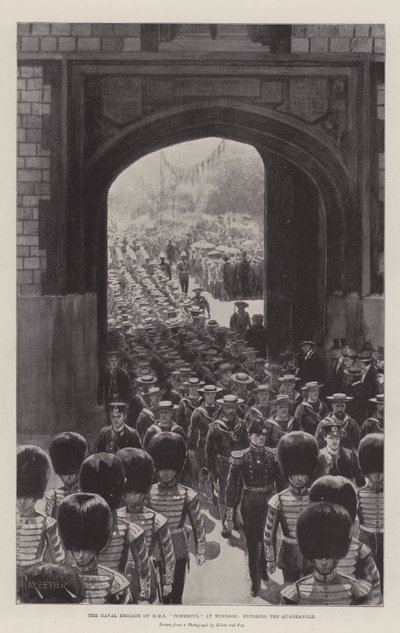 Naval Brigade of HMS Powerful ved Windsor, på vej ind i Quadrangle af English Photographer