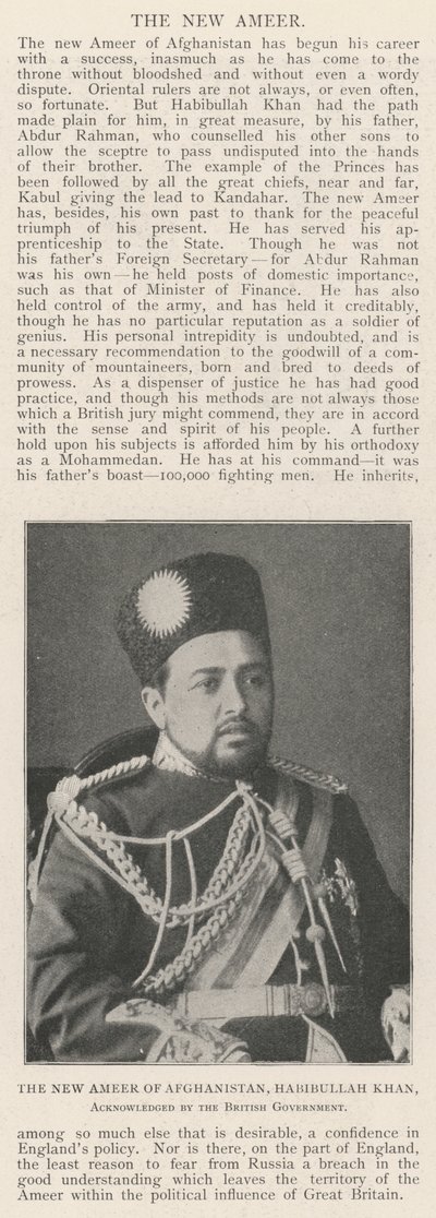 Den nye Ameer fra Afghanistan, Habibullah Khan, anerkendt af den britiske regering af English Photographer