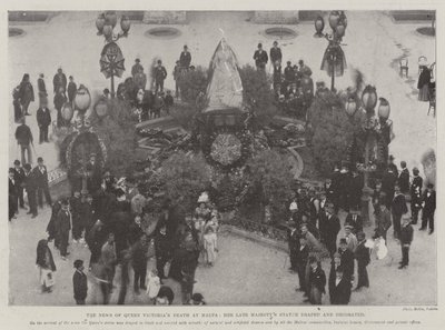 Nyheden om Dronning Victorias død på Malta, Hendes afdøde Majestætsstatue draperet og dekoreret af English Photographer