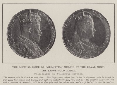 Den officielle udgave af kroningsmedaljer af den kongelige mønt, den store guldmedalje af English Photographer