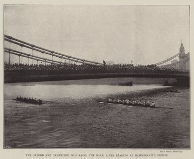 Oxford og Cambridge Boat-Race, Dark Blues førende ved Hammersmith Bridge af English Photographer