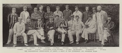 Den parlamentariske cricketkamp ved Lords, en gruppe af regerings- og oppositionshold af English Photographer