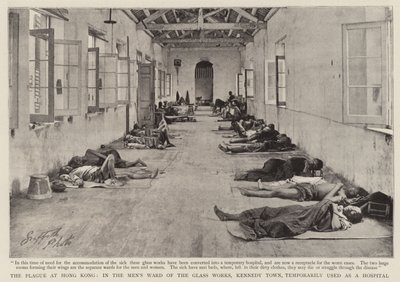 Pesten i Hong Kong, i Mens Ward of the Glass Works, Kennedy Town, midlertidigt brugt som hospital af English Photographer