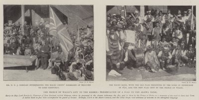 Prinsen af Wales gave til maorierne, præsentation af et flag til Arawa-stammen af English Photographer