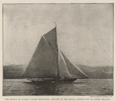 Prince of Wales Yacht Britannia, vinder af Royal London Cup ved Cowes Regatta af English Photographer