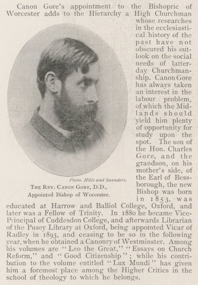 Reverend Canon Gore, DD, udnævnt til biskop af Worcester af English Photographer
