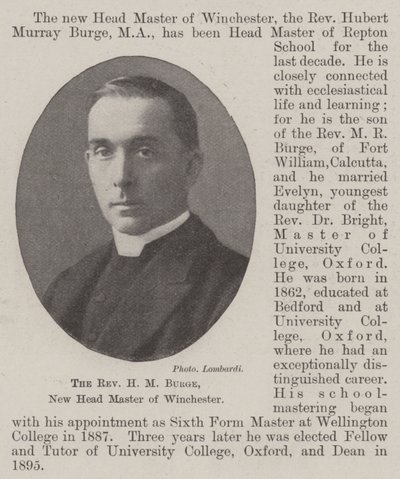 Pastor HM Burge, ny overmester i Winchester af English Photographer