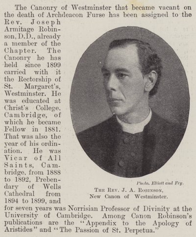 Pastor J A Robinson, New Canon of Westminster af English Photographer