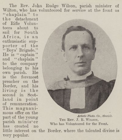 Pastor J R Wilson, som har meldt sig frivilligt til fronten af English Photographer