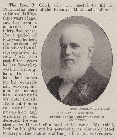 Pastor Joseph Odell, præsident for Primitive Methodist Conference af English Photographer