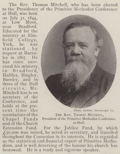 Pastor Thomas Mitchell, formand for Primitive Methodist Conference i Hull af English Photographer