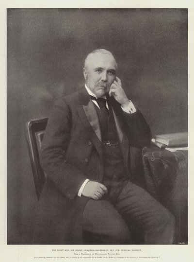 Højre ærede Sir Henry Campbell-Bannerman, MP for Stirling District af English Photographer