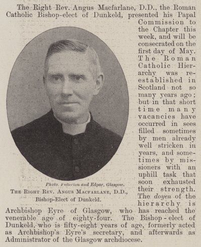 Den højre pastor Angus Macfarlane, DD, udvalgte biskop af Dunkeld af English Photographer