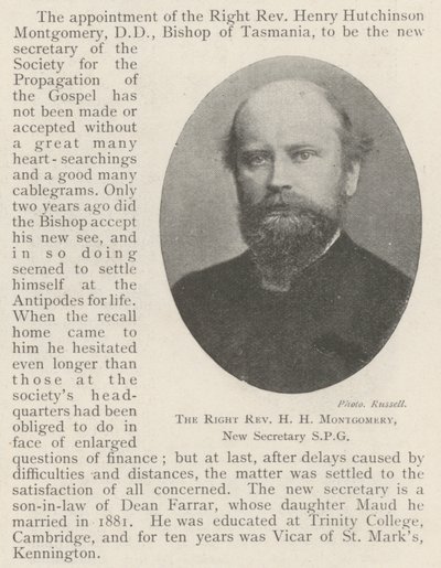 Den rigtige pastor H H Montgomery, ny sekretær SPG af English Photographer